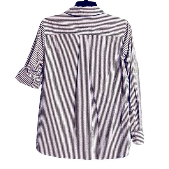 Vineyard Vines Blue & White Striped Button Blouse Front Size 4 - Picture 8 of 14